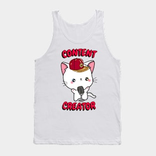 Cute White cat is a content creator Tank Top